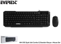 EVEREST KM-515 SİYAH USB COMBO Q STANDART KLAVYE MOUSE SET - 1